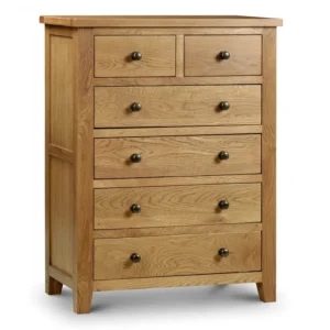 Julian Bowen Marlborough 4+2 Oak Wooden Chest of Drawers (Assembled)
