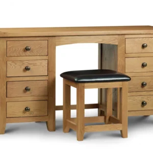 Julian Bowen Marlborough Double Pedestal Oak Wooden Dressing Table (Assembled)