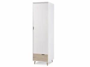 LPD Stockholm White and Oak 1 Door 1 Drawer Single Wardrobe