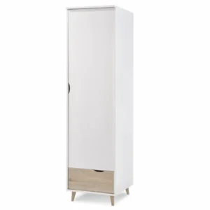LPD Stockholm White and Oak 1 Door 1 Drawer Single Wardrobe
