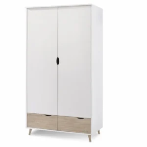 LPD Stockholm White and Oak 2 Door 2 Drawer Double Wardrobe