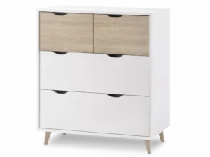 LPD Stockholm White and Oak 4 Drawer Chest of Drawers
