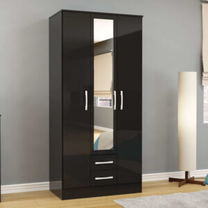 Birlea Lynx 3 Door Combi Wardrobe with Mirror - Black