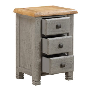 Nashville Grey Wooden 3 Drawer Bedside