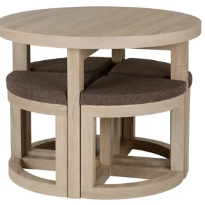 Seconique Cambourne Stowaway Light Oak Dining Table and 4 Stools Set