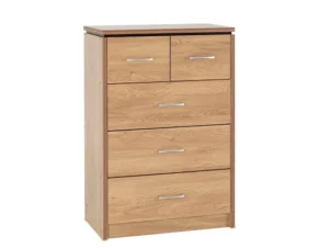 Seconique Charles Oak 3+2 Chest of Drawers