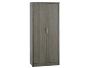 Seconique Lisbon Black Wood Grain Effect 2 Door Double Wardrobe