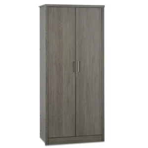 Seconique Lisbon Black Wood Grain Effect 2 Door Double Wardrobe