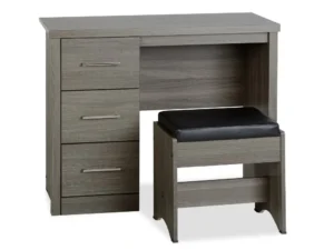 Seconique Lisbon Black Wood Grain Effect Dressing Table with Stool