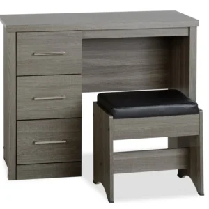 Seconique Lisbon Black Wood Grain Effect Dressing Table with Stool