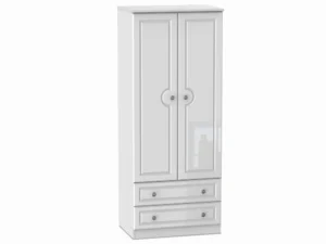 Welcome Pembroke White High Gloss 2 Door 2 Drawer Double Wardrobe (Assembled)