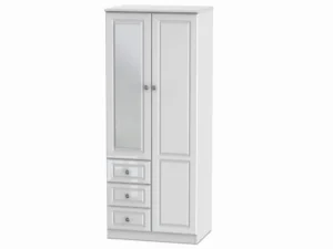 Welcome Pembroke White High Gloss 2 Door 3 Drawer Mirrored Double Wardrobe (Assembled)