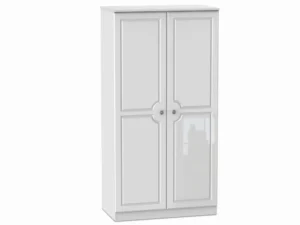 Welcome Pembroke White High Gloss 2 Door Double Wardrobe (Assembled)