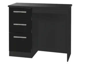 Welcome Knightsbridge Black High Gloss Single Pedestal Dressing Table (Assembled)