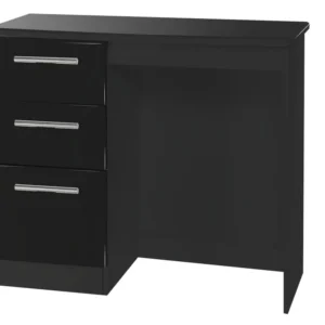 Welcome Knightsbridge Black High Gloss Single Pedestal Dressing Table (Assembled)
