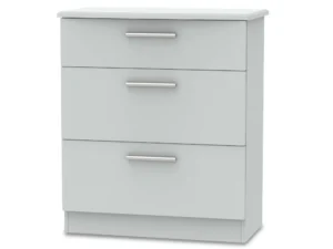 Welcome Knightsbridge Matt Grey 3 Drawer Deep Low Chest of Drawers (Assembled)