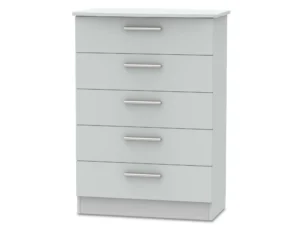 Welcome Knightsbridge Matt Grey 5 Drawer Chest of Drawers (Assembled)