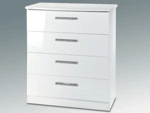 Welcome Knightsbridge White High Gloss 4 Drawer Chest of Drawers (Assembled)