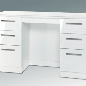 Welcome Knightsbridge White High Gloss Double Pedestal Dressing Table (Assembled)
