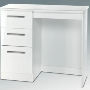Welcome Knightsbridge White High Gloss Single Pedestal Dressing Table (Assembled)