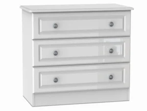 Welcome Pembroke White High Gloss 3 Drawer Low Chest of Drawers (Assembled)