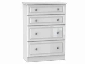 Welcome Pembroke White High Gloss 4 Drawer Deep Chest of Drawers (Assembled)