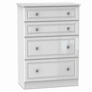 Welcome Pembroke White High Gloss 4 Drawer Deep Chest of Drawers (Assembled)