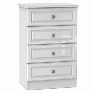 Welcome Pembroke White High Gloss 4 Drawer Midi Chest of Drawers (Assembled)