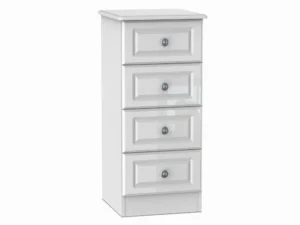 Welcome Pembroke White High Gloss 4 Drawer Narrow Chest of Drawers (Assembled)