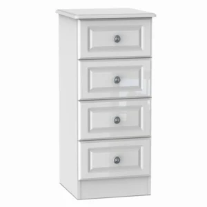 Welcome Pembroke White High Gloss 4 Drawer Narrow Chest of Drawers (Assembled)