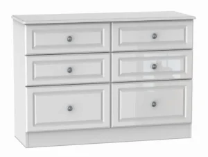 Welcome Pembroke White High Gloss 6 Drawer Midi Chest of Drawers (Assembled)