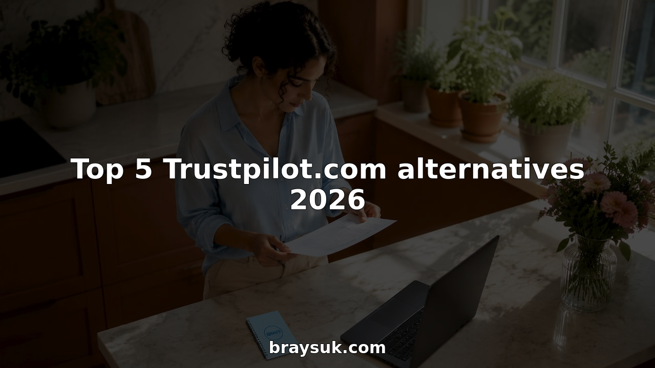 Person comparing Trustpilot alternatives at desk